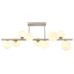 Luminosa Lighting Luminosa Riha Globe Ceiling Light Nickel Matt Opal Glass Shade 9X G9 3000K - thumbnail 3