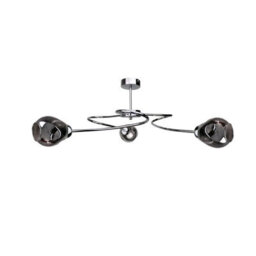 Luminosa Lighting Luminosa Zahra Multi Arm Semi Flush Ceiling Light Silver, 67Cm, 3X E27