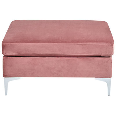 Beliani Pink Velvet Ottoman With Silver Legs - Square Glamour Pouffe 85 X 85 X 48 Cm - image 1
