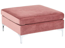 Beliani Pink Velvet Ottoman With Silver Legs - Square Glamour Pouffe 85 X 85 X 48 Cm - thumbnail 3