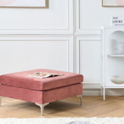 Beliani Pink Velvet Ottoman With Silver Legs - Square Glamour Pouffe 85 X 85 X 48 Cm - thumbnail 2