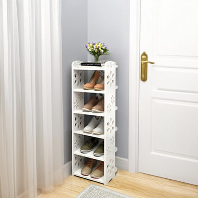 Living And Home 6 Tier White Plastic Shoe Rack Shoe Storage Organiser Open Style Shoe Shelf - image 1
