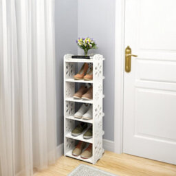 Living And Home 6 Tier White Plastic Shoe Rack Shoe Storage Organiser Open Style Shoe Shelf - thumbnail 1