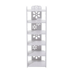 Living And Home 6 Tier White Plastic Shoe Rack Shoe Storage Organiser Open Style Shoe Shelf - thumbnail 3
