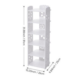 Living And Home 6 Tier White Plastic Shoe Rack Shoe Storage Organiser Open Style Shoe Shelf - thumbnail 7