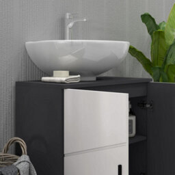 Kleankin Bathroom Vanity Unit, Pedestal Sink Cabinet With Shelf, Light Grey - thumbnail 8
