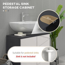 Kleankin Bathroom Vanity Unit, Pedestal Sink Cabinet With Shelf, Light Grey - thumbnail 4