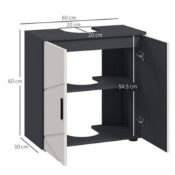 Kleankin Bathroom Vanity Unit, Pedestal Sink Cabinet With Shelf, Light Grey - thumbnail 3
