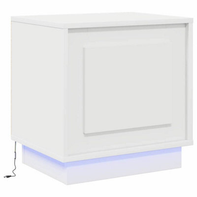 Berkfield Modern Bedside Cabinet With Led Lights White 44X34,5X45 Cm - image 1