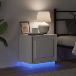 Berkfield Modern Bedside Cabinet With Led Lights White 44X34,5X45 Cm - thumbnail 4