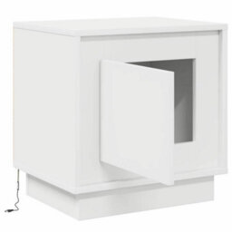 Berkfield Modern Bedside Cabinet With Led Lights White 44X34,5X45 Cm - thumbnail 5