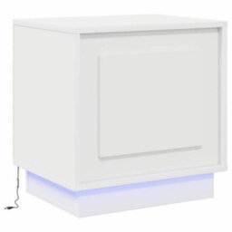 Berkfield Modern Bedside Cabinet With Led Lights White 44X34,5X45 Cm - thumbnail 1