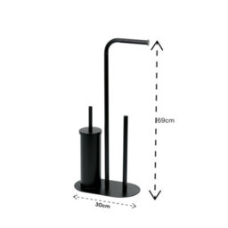 Showerdrape Aspen Black 3 In 1 Toilet Roll & Brush Combo - thumbnail 2
