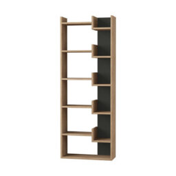 Decortie Oppa Modern Bookcase Tall Storage Shelving Unit 5 Tiers Oak Anthracite Grey 162.4Cm - thumbnail 2