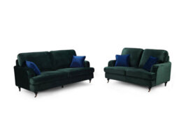 Bottle Green Velvet 3 + 2 Seater Sofa Set For Living Room Astbury - thumbnail 2