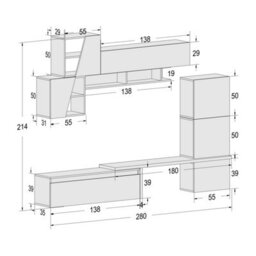 Decorotika Versailles  Moduler Modern Tv Unit Wall Mount Customizable Layout High Gloss White - thumbnail 6