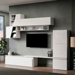 Decorotika Versailles  Moduler Modern Tv Unit Wall Mount Customizable Layout High Gloss White - thumbnail 3