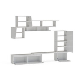 Decorotika Versailles  Moduler Modern Tv Unit Wall Mount Customizable Layout High Gloss White - thumbnail 5