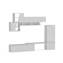 Decorotika Versailles  Moduler Modern Tv Unit Wall Mount Customizable Layout High Gloss White - thumbnail 4