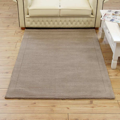 Taupe Simple And Stylish Wool Plain Modern Handmade Easy To Clean Rug For Living Room And Bedroom-60Cm X 120Cm - image 1
