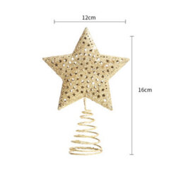 Living And Home Golden Glittered Metal Christmas Tree Topper Xmas Star Ornament Home Decor 12Cm W X 16Cm H - thumbnail 6