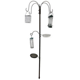 AB Tools Outdoor Garden Wild Bird Feeding Station Holder With Hanging Feeders Bathing - thumbnail 1