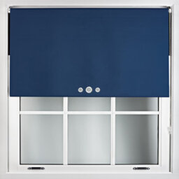 Furnished Blackout Roller Blinds With Triple Round Eyelets & Metal Fittings - Navy Blue (W)140Cm (L)210Cm