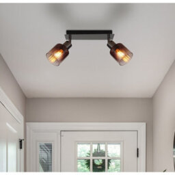 Luminosa Lighting Luminosa Satella Twin Ceiling Spotlight Gunmetal Copper Glass Shade 2X E14 - thumbnail 8