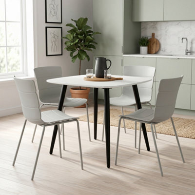 Core Products Aspen White 80Cm  Square Table And 4 Bali Light Grey Moulded Plastic Chairs - image 1