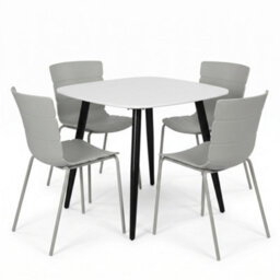 Core Products Aspen White 80Cm  Square Table And 4 Bali Light Grey Moulded Plastic Chairs - thumbnail 2