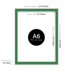 A6 Green Picture Frame Fits A6 (10.5 X 14.8Cm - 4.1 X 5.8In) Poster, Photo, Artwork, Or Print. - thumbnail 2