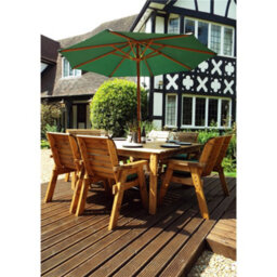 Marlborough Traditional Eight Seater Table Set With 2 X Bench Cushion, 4 X Chair Cushion, 1 X Green Parasol & Base & 1 X Cushion Storage Bag - thumbnail 2