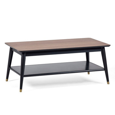 Oakham Balmoral Modern Coffee Table With Shelf In Walnut And Black - image 1