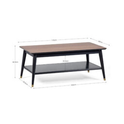 Oakham Balmoral Modern Coffee Table With Shelf In Walnut And Black - thumbnail 3