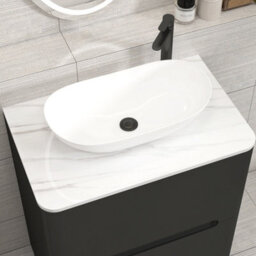Royal Bathrooms Venice 700mm Matt Nocturne Black Freestanding Bathroom Countertop Vanity Unit 2 Drawer With Cesar Basin - thumbnail 6