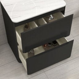 Royal Bathrooms Venice 700mm Matt Nocturne Black Freestanding Bathroom Countertop Vanity Unit 2 Drawer With Cesar Basin - thumbnail 5