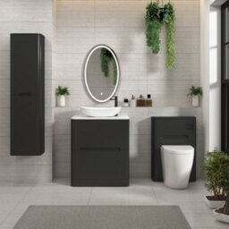 Royal Bathrooms Venice 700mm Matt Nocturne Black Freestanding Bathroom Countertop Vanity Unit 2 Drawer With Cesar Basin - thumbnail 4