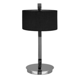 Orsina Modern Black Shade C-Frame Table Lamp, Chrome Desk Light For Study Room, Contemporary Bedside Lamp Fixture