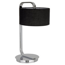 Orsina Modern Black Shade C-Frame Table Lamp, Chrome Desk Light For Study Room, Contemporary Bedside Lamp Fixture - thumbnail 2