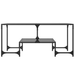 Berkfield Coffee Table With Black Glass Top 98.5X50X45 Cm Steel - thumbnail 4