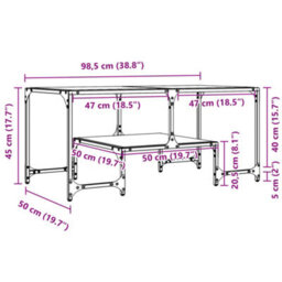 Berkfield Coffee Table With Black Glass Top 98.5X50X45 Cm Steel - thumbnail 9