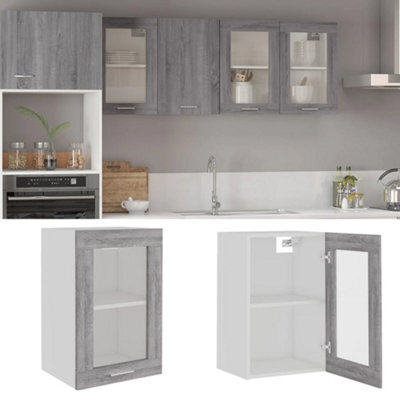 Berkfield Hanging Glass Cabinet Grey Sonoma 40X31X60 Cm Engineered Wood - image 1