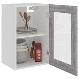 Berkfield Hanging Glass Cabinet Grey Sonoma 40X31X60 Cm Engineered Wood - thumbnail 4