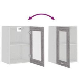 Berkfield Hanging Glass Cabinet Grey Sonoma 40X31X60 Cm Engineered Wood - thumbnail 8