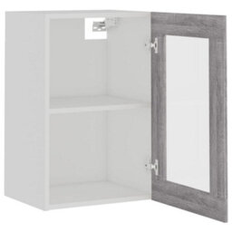Berkfield Hanging Glass Cabinet Grey Sonoma 40X31X60 Cm Engineered Wood - thumbnail 6
