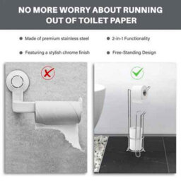 Free-Standing Chrome Toilet Roll Holder, 3 Roll Storage Stand - thumbnail 4
