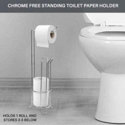 Free-Standing Chrome Toilet Roll Holder, 3 Roll Storage Stand - thumbnail 5
