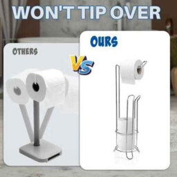 Free-Standing Chrome Toilet Roll Holder, 3 Roll Storage Stand - thumbnail 6