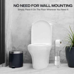 Free-Standing Chrome Toilet Roll Holder, 3 Roll Storage Stand - thumbnail 7