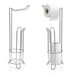 Free-Standing Chrome Toilet Roll Holder, 3 Roll Storage Stand - thumbnail 2